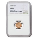 1862 $1 Indian Head Gold MS-64 NGC