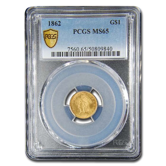 1862 $1 Indian Head Gold MS-65 PCGS 1862 $1 Indian Head Gold MS-65 PCGS