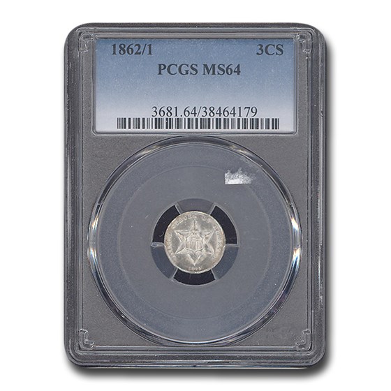 1862/1 Three Cent Silver MS-64 PCGS 1862/1 Three Cent Silver MS-64 PCGS