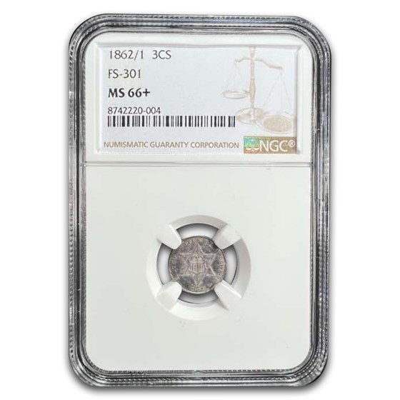 1862/1 Three Cent Silver MS-66+ NGC (FS-301)