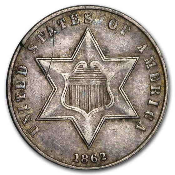 1862/1 Three Cent Silver XF