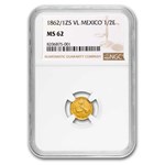 1862/1 Zs-VL Mexico Gold 1/2 Escudo MS-62 NGC