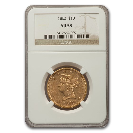 1862 $10 Liberty Gold Eagle AU-53 NGC 1862 $10 Liberty Gold Eagle AU-53 NGC