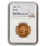 1862 $10 Liberty Gold Eagle AU-55 NGC