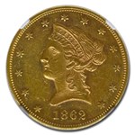 1862 $10 Liberty Gold Eagle AU-58 NGC