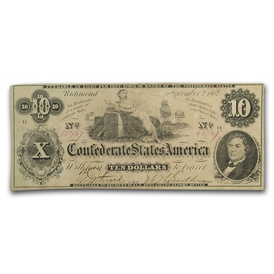 1862 $10 (T-46) Ceres on Cotton Bales XF 1862 $10 (T-46) Ceres on Cotton Bales XF