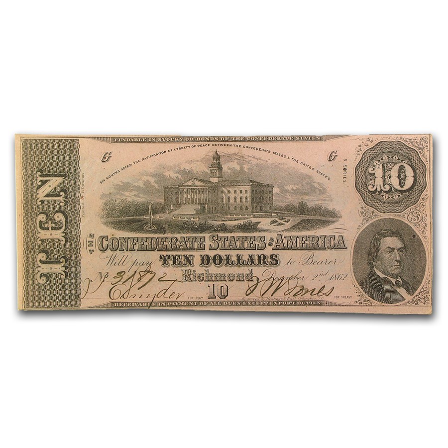 1862 $10 (T-52) Capitol @ Columbia, SC AU