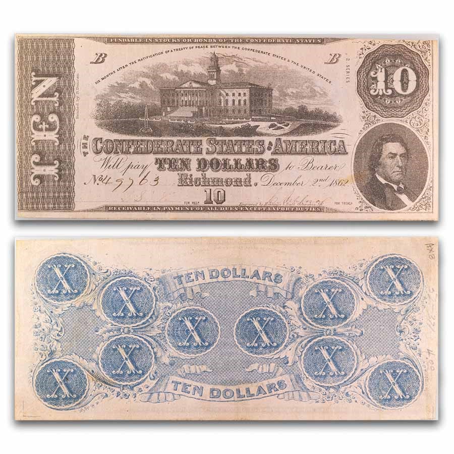 1862 $10 (T-52) State Capitol @ Columbia, SC VF
