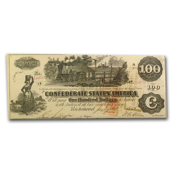 1862 $100 (T-39) Train Straight Steam AU 1862 $100 (T-39) Train Straight Steam AU