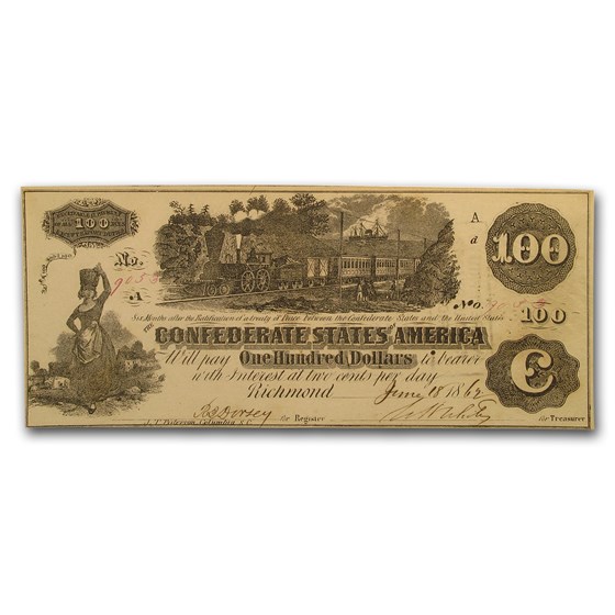 1862 $100 (T-39) Train Straight Steam CU 1862 $100 (T-39) Train Straight Steam CU
