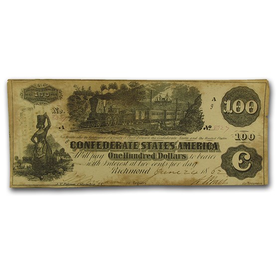 1862 $100 (T-40) Train Diffused Steam VF Int. Pd. 1862 $100 (T-40) Train Diffused Steam VF Int. Pd.