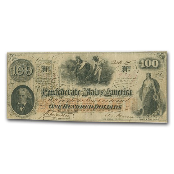 1862 $100 (T-41) Slaves Hoeing Cotton VF 1862 $100 (T-41) Slaves Hoeing Cotton VF