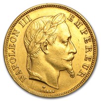 1862-1868 France Gold 50 Francs Napoleon III Laureate (AU)