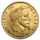 1862-1869 France Gold 5 Francs Napoleon III Laureate (Avg Circ)