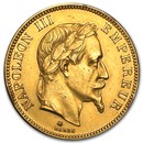 1862-1870 France Gold 100 Francs Napoleon III Laureate (Avg Circ)