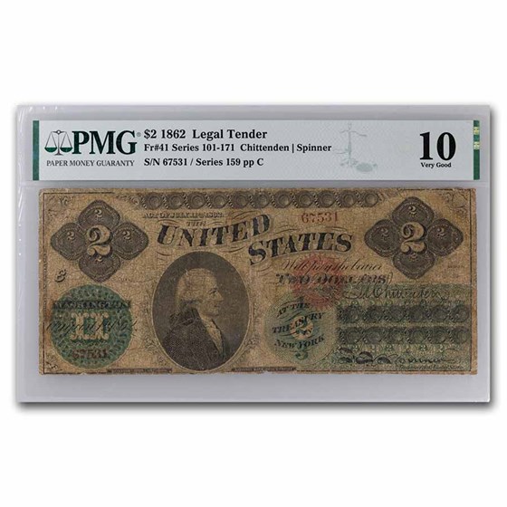1862 $2.00 Legal Tender Alexander Hamilton VG-10 PMG (Fr#41) 1862 $2.00 Legal Tender Alexander Hamilton VG-10 PMG (Fr#41)