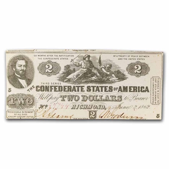 1862 $2.00 (T-42) South Strikes Down the Union XF 1862 $2.00 (T-42) South Strikes Down the Union XF