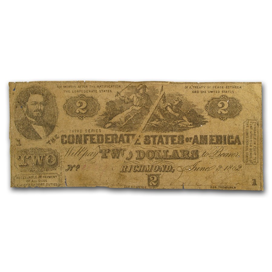 1862 $2.00 (T-42) South Strikes Union J.P. Benjamin VG