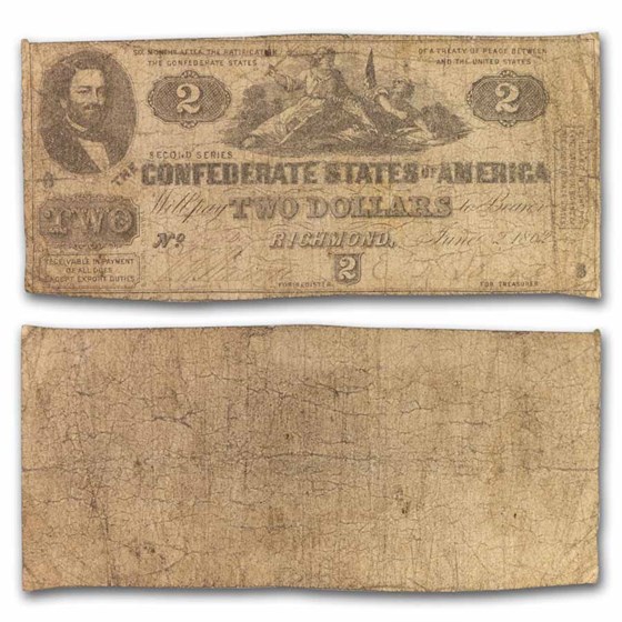 1862 $2.00 (T-43) South Strikes Down Union Good 1862 $2.00 (T-43) South Strikes Down Union Good