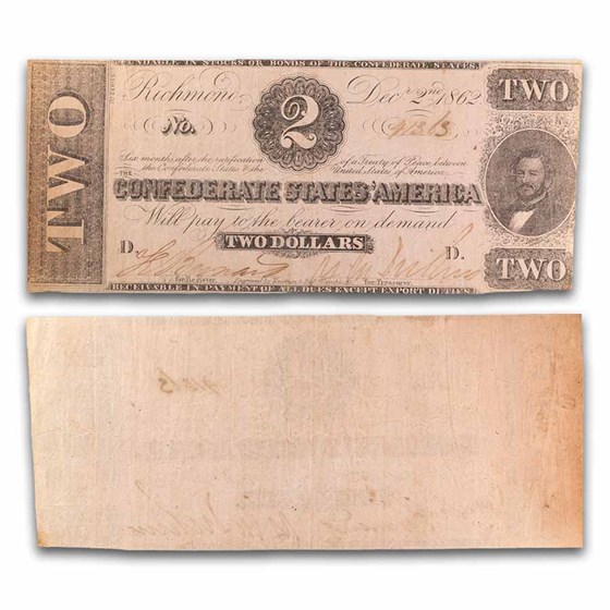 1862 $2.00 (T-54) Judah P. Benjamin Fine 1862 $2.00 (T-54) Judah P. Benjamin Fine