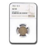 1862 $2.50 Liberty Gold Quarter Eagle AU-50 NGC