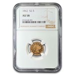 1862 $2.50 Liberty Gold Quarter Eagle AU-58 NGC