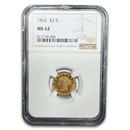1862 $2.50 Liberty Gold Quarter Eagle MS-62 NGC