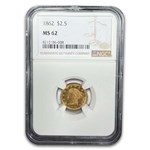 1862 $2.50 Liberty Gold Quarter Eagle MS-62 NGC