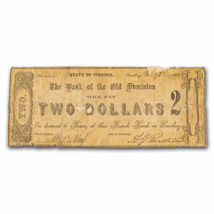 Buy 1862 2 The Bank of the Old Dominion Pearisburg, VA Good APMEX