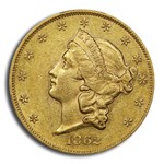 1862 $20 Liberty Gold Double Eagle AU-55 PCGS