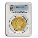 1862 $20 Liberty Gold Double Eagle AU-55 PCGS