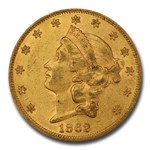1862 $20 Liberty Gold Double Eagle AU-58 PCGS