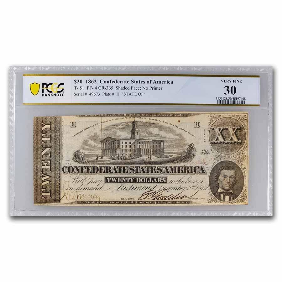 1862 $20 (T-51) Capitol @ Nashville, TN VF-30 PCGS