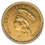 1862 $3 Gold Princess AU-55 PCGS