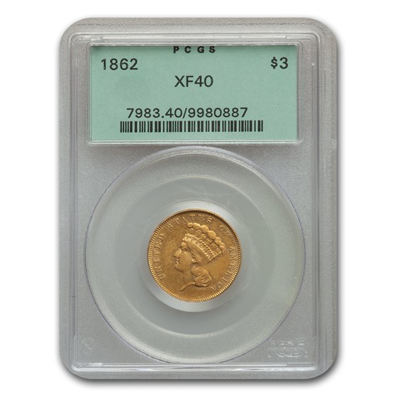 1862 $3 Gold Princess XF-40 PCGS 1862 $3 Gold Princess XF-40 PCGS