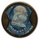 1862 Ayers Sarsaparilla One Cent Postage Stamp Ben Franklin Token
