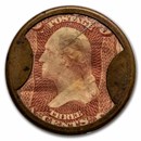 1862 Ayers Sarsaparilla Three Cent Postage Stamp Washington Token