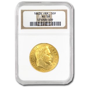 1862 France Gold 50 Francs Napoleon III AU 1862 France Gold 50 Francs Napoleon III AU