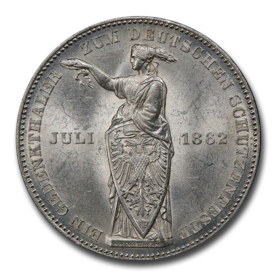Buy 1862 German States Frankfurt Shooting Festival Thaler MS-63
