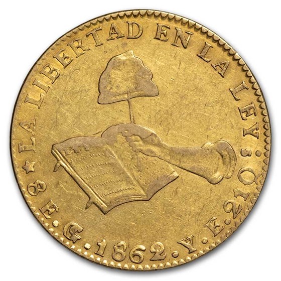 1862-Go YF Federal Republic of Mexico Gold 8 Escudos XF 1862-Go YF Federal Republic of Mexico Gold 8 Escudos XF