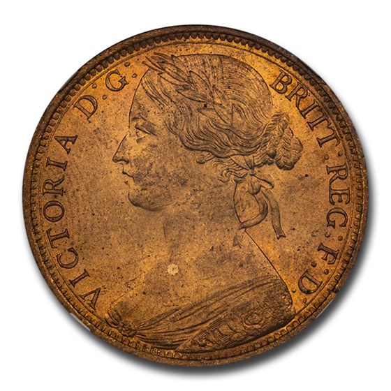 1862 Great Britain Bronze Penny Victoria MS-65 NGC (Red) 1862 Great Britain Bronze Penny Victoria MS-65 NGC (Red)