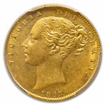 1862 Great Britain Gold Sovereign Victoria Shield AU-58 PCGS
