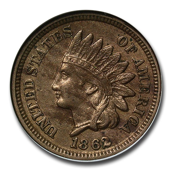 1862 Indian Head Cent AU-55 NGC 1862 Indian Head Cent AU-55 NGC