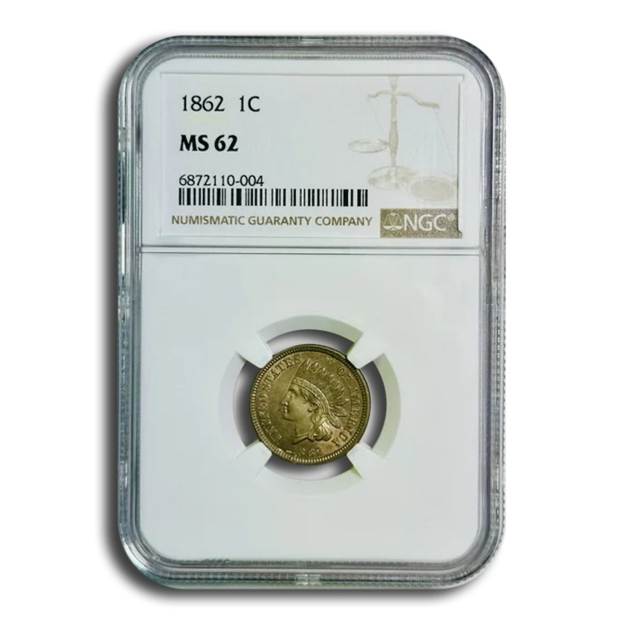 1862 Indian Head Cent MS-62 NGC