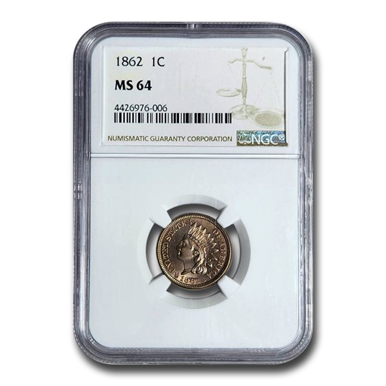 1862 Indian Head Cent MS-64 NGC 1862 Indian Head Cent MS-64 NGC