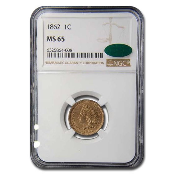1862 Indian Head Cent MS-65 NGC CAC 1862 Indian Head Cent MS-65 NGC CAC