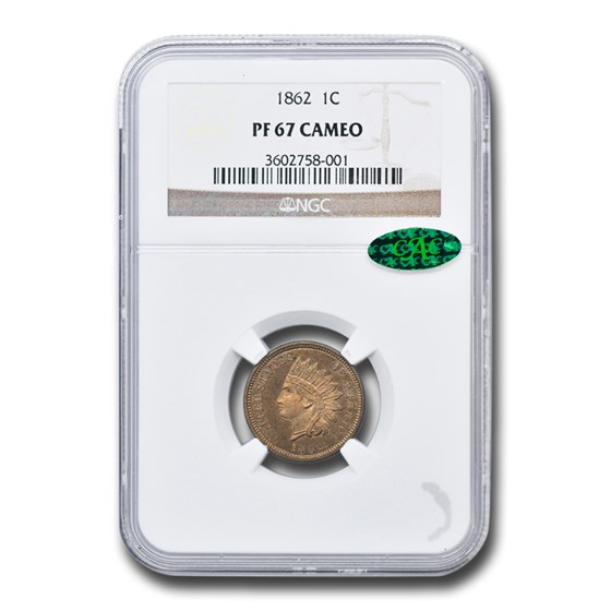 1862 Indian Head Cent PF-67 Cameo NGC CAC 1862 Indian Head Cent PF-67 Cameo NGC CAC
