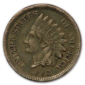 1862 Indian Head Cent XF (Cleaned, Corroded or Dmgd) 1862 Indian Head Cent XF (Cleaned, Corroded or Dmgd)