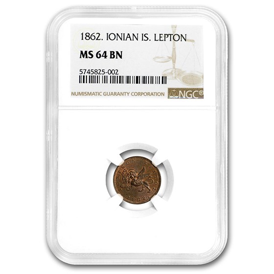 1862 Ionian Islands Lepton MS-64 NGC (Brown) 1862 Ionian Islands Lepton MS-64 NGC (Brown)
