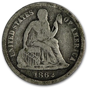 1862 Liberty Seated Dime VG